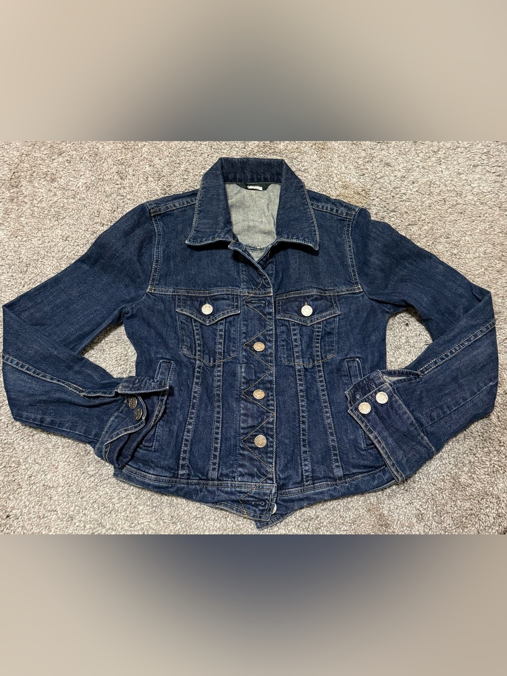 J Crew Classic Women's Dark Blue trucker Denim Jacket XS